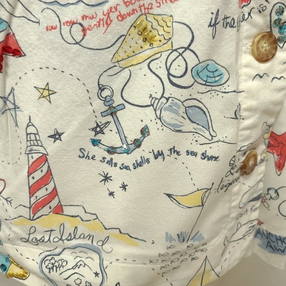 Vtg GRAFF Womens 1X White Nautical Seaside Embellished Button Down Jacket - Picture 12 of 14